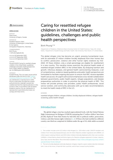 Table 1: Refugee Children in the United States