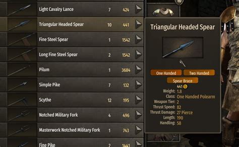 Table 1: Spear Brace Effectiveness by Weapon Type