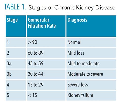 Table 1: Stages of Chronic Kidney Disease