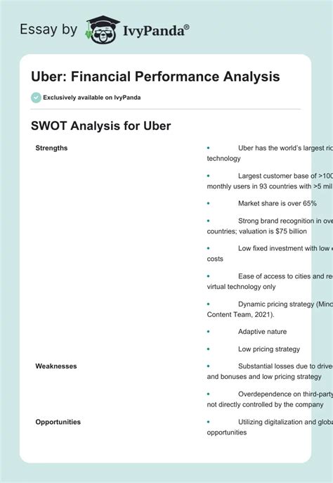 Table 1: Uber's Financial Performance