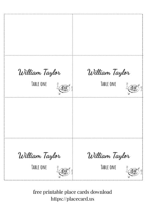 Table Cards Template Word