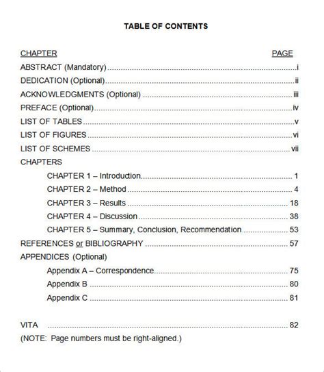 Table Of Contents Google Docs Template