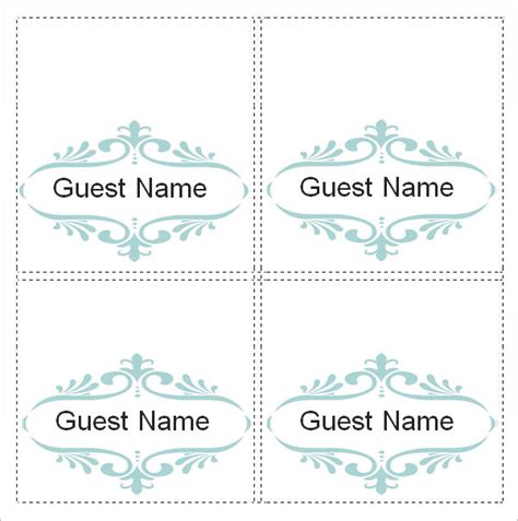 Table Place Setting Cards Template