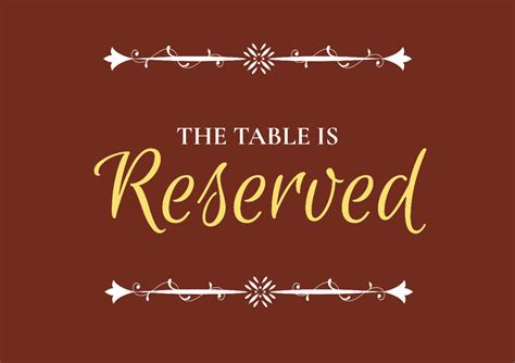 Table Sign Template