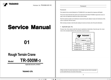 Tadano Service Manual Tr Ebook Kindle Editon