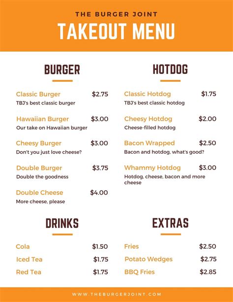 Take Out Menu Template