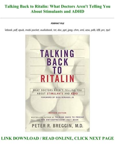 Talking Back to Ritalin What Doctors Aren t Telling You About Stimulants and ADHD PDF