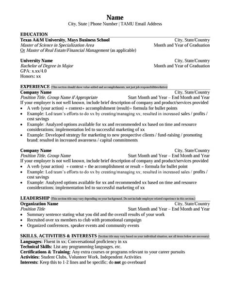 Tamu Resume Template
