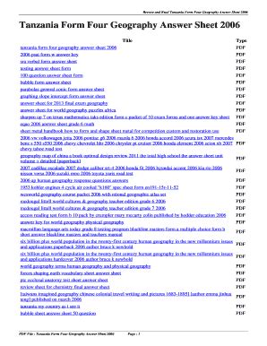 Tanzania Form Four Geography Answer Sheet 2006 Doc