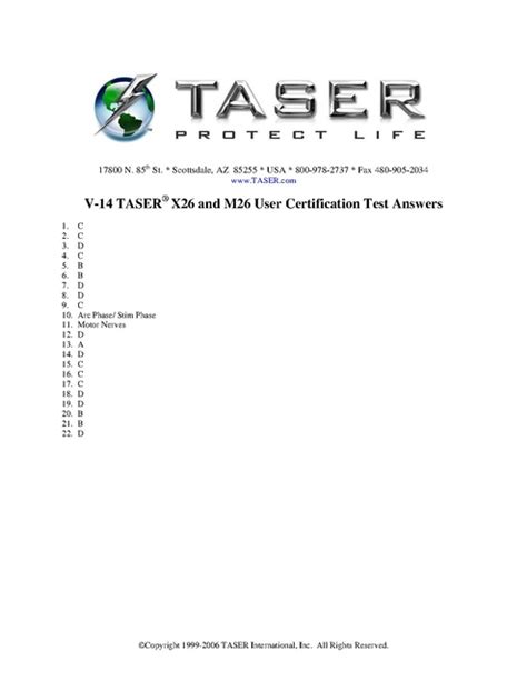 Taser X26 Test Answers Doc