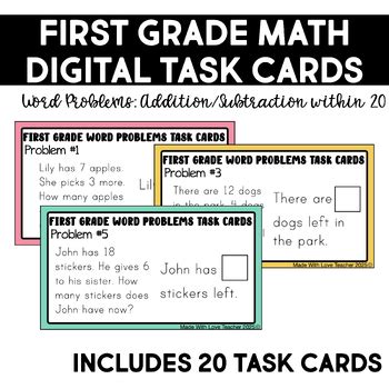 Task Cards Word Problems Grade K Reader