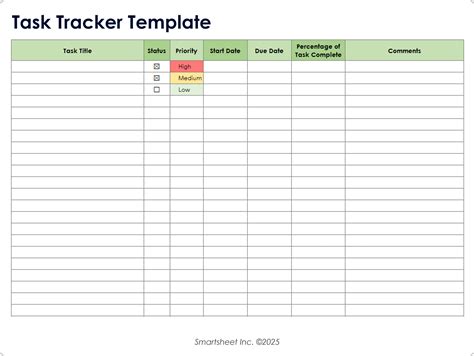Task Tracking Template Excel