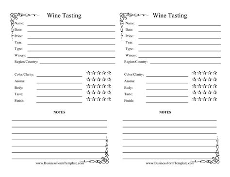 Tasting Sheet Template