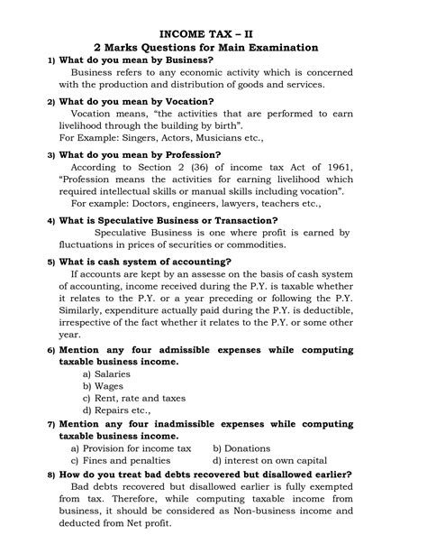 Tax Exam Questions And Answers PDF