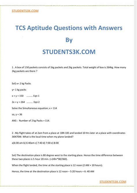 Tcs Aptitude Questions And Answers 2012 Reader