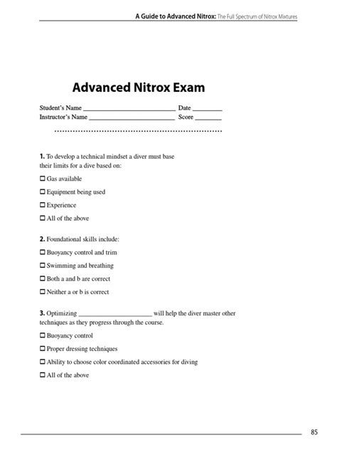 Tdi Nitrox Advenced Exam Answer Key Kindle Editon