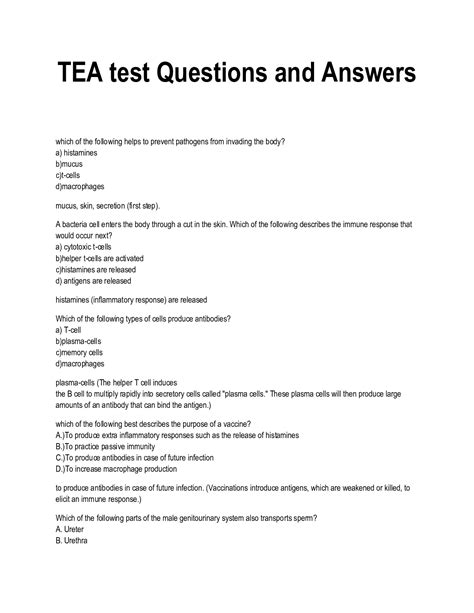 Tea Answer Documents Doc