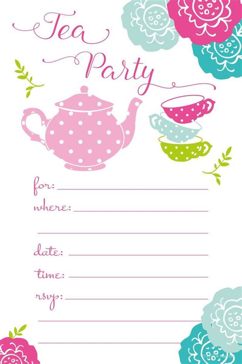 Tea Party Cards Printable