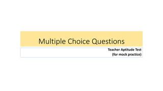 Teaching Aptitude Multiple Choice Questions With Answers Epub