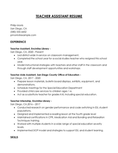 Teaching Assistant on Resume: A Comprehensive Guide to Showcase Your Skills and Experience
