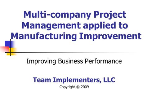 Team Implementers Llc Project Manufacturing Solutions Kindle Editon