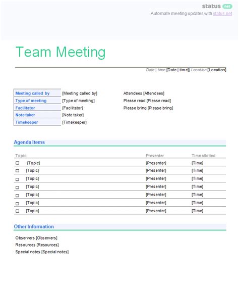 Team Meeting Templates