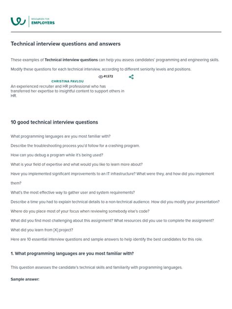 Technical Interview Questions And Answers Pdf Doc