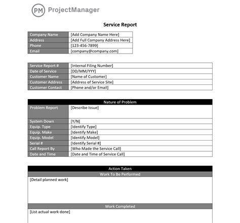 Technician Report Field Service Report Template
