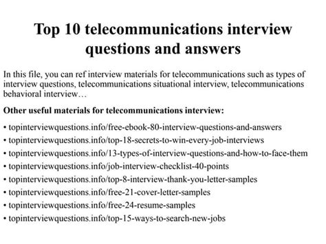 Telecom Interview Questions And Answers PDF