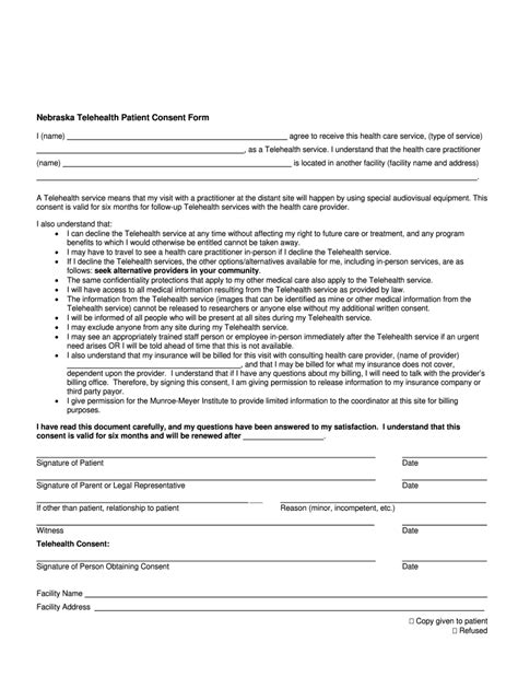 Telehealth Consent Form Template