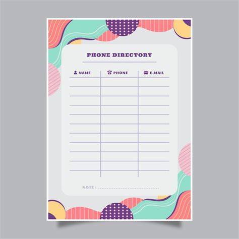 Telephone Directory Phone Directory Template
