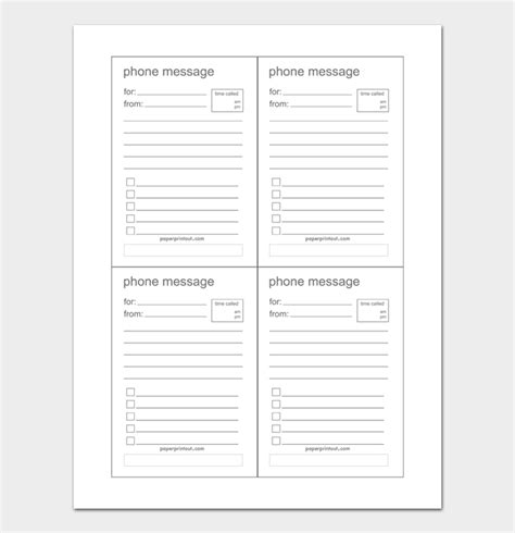 Telephone Message Template Word