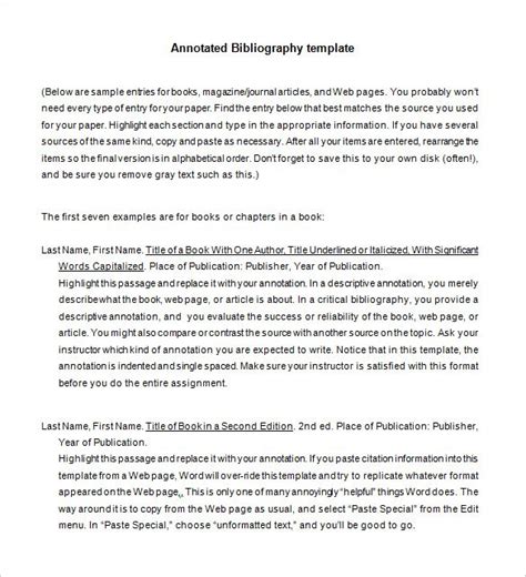 Template Annotated Bibliography