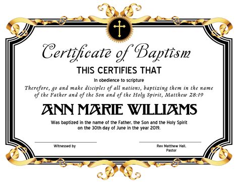 Template Baptism Certificate