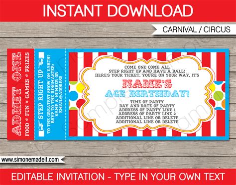 Template Carnival Ticket