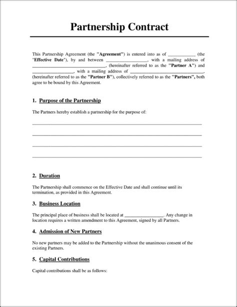 Template Contract Between Business Partners