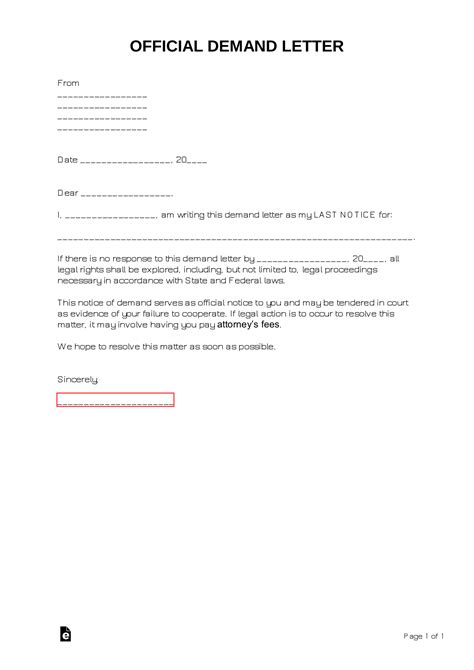 Template Demand Letter