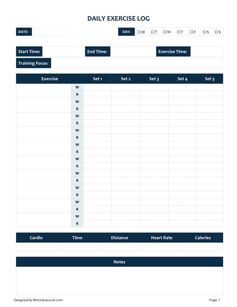 Template Exercise Log