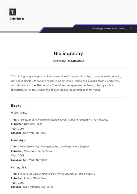Template For A Bibliography