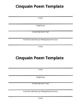 Template For A Cinquain Poem