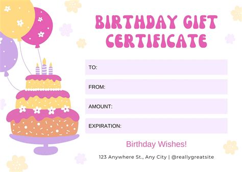 Template For Birthday Gift Certificate
