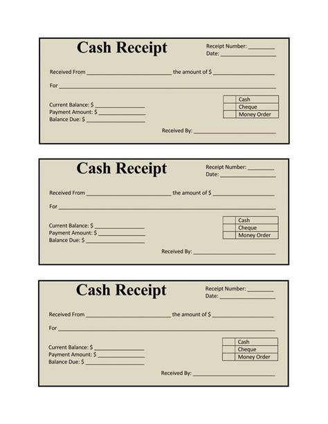 Template For Cash Receipt