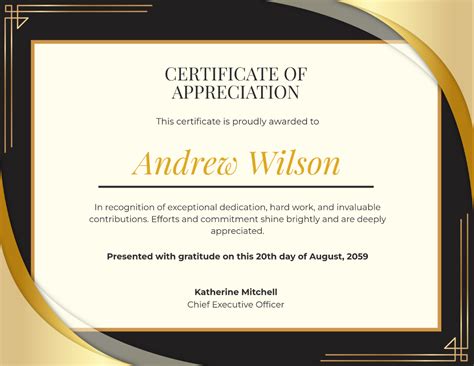 Template For Certificate Of Appreciation
