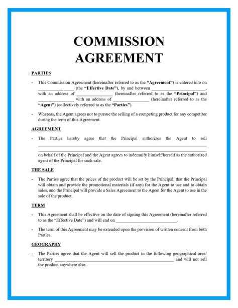 Template For Commission Agreement