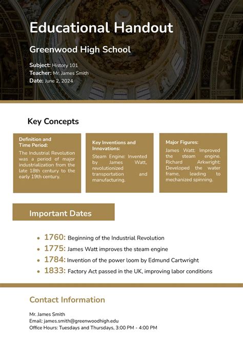 Template For Educational Handout