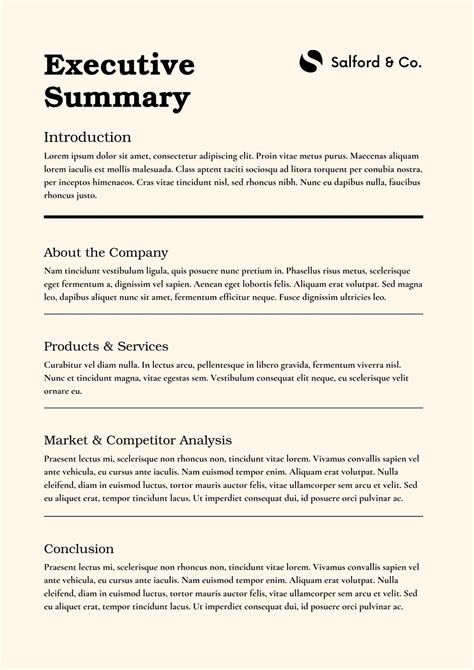 Template For Executive Summary