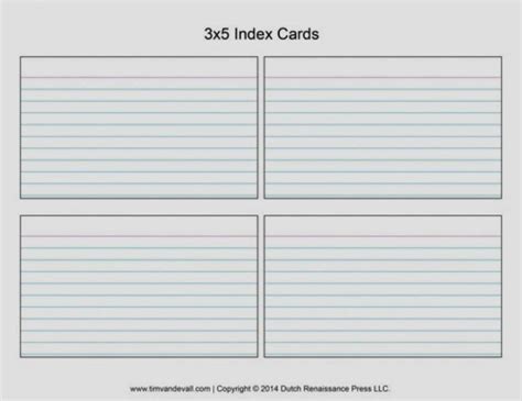 Template For Index Cards