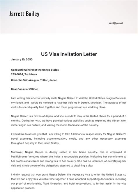 Template For Invitation Letter For Us Visa In Minnesota
