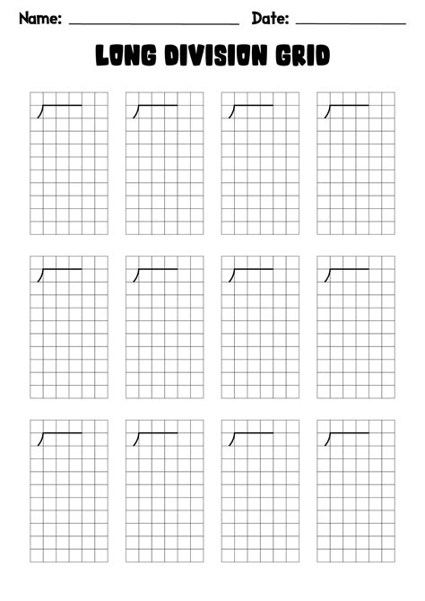 Template For Long Division