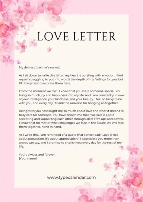 Template For Love Letter